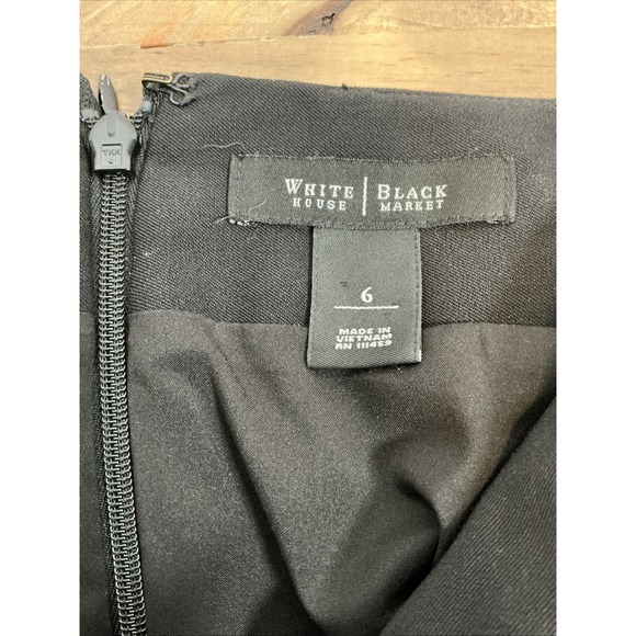 White House Black Market Womens Pencil Skirt Black Lined Size 6 Back Vent - Picture 6 of 8